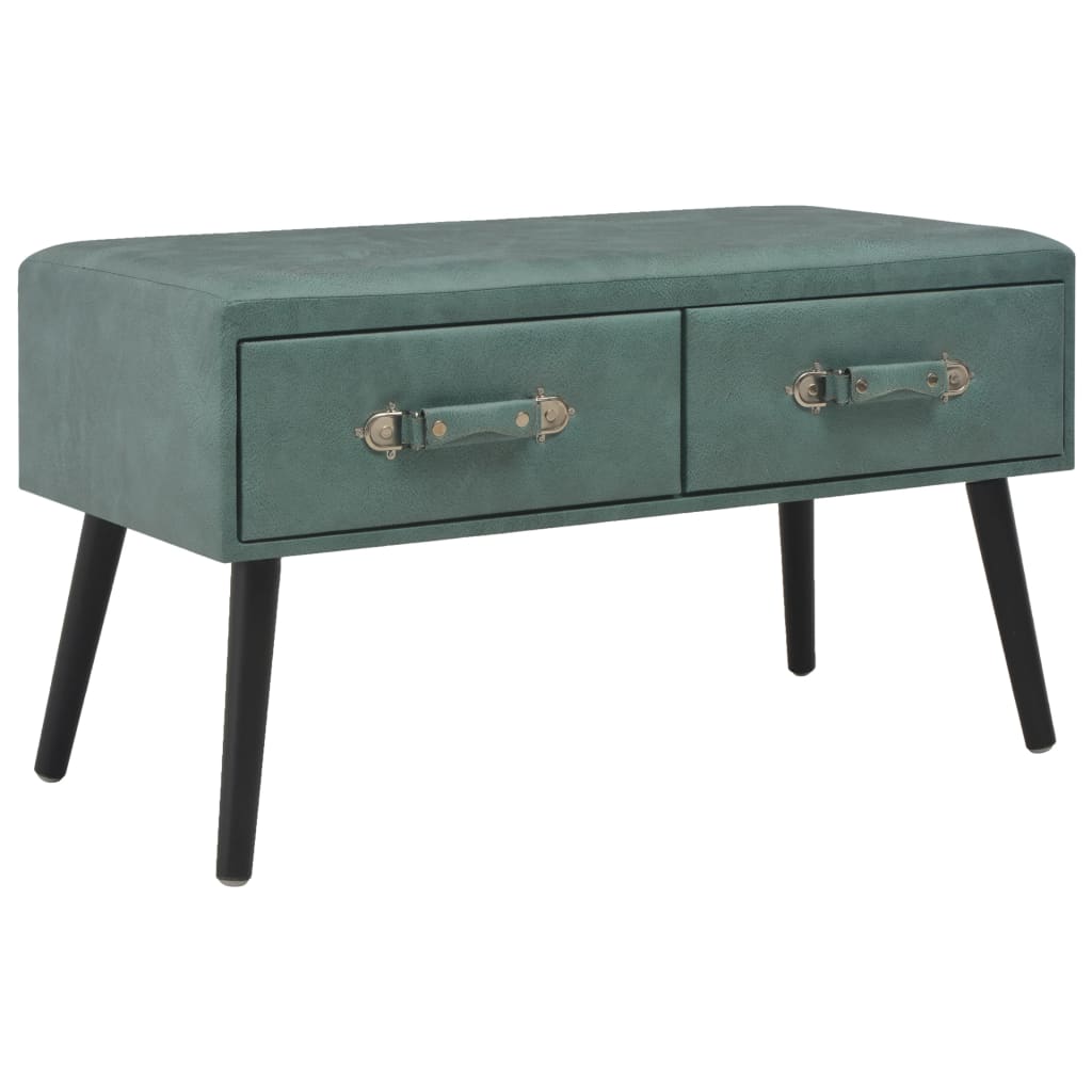 vidaXL Măsuță de cafea, verde marin, 80 x 40 x 46 cm, piele ecologică cafea imagine noua 2022