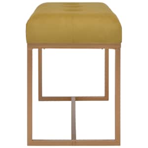 Lavice 80 cm hořčicová sametová - obrázek 3