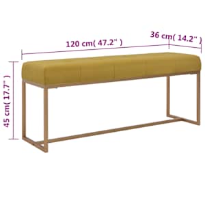 Lavice 120 cm hořčicová sametová - obrázek 5
