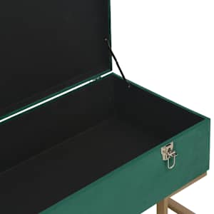 Lavice s úložným prostorem 105 cm zelená samet - obrázek 5