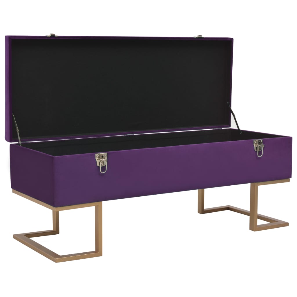 Banchetă cu un compartiment de depozitare violet 105cm catifea