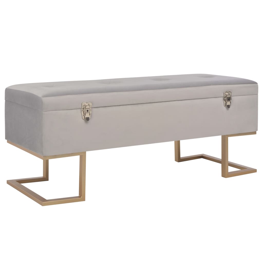 vidaXL Banc avec compartiment de rangement 105 cm Gris Velours