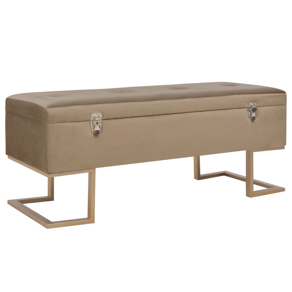 Bank mit Staufach 105 cm Beige Samt