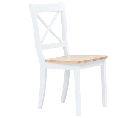 Vidaxl 2x Bois D Hevea Massif Chaises A Diner Blanc Et Marron