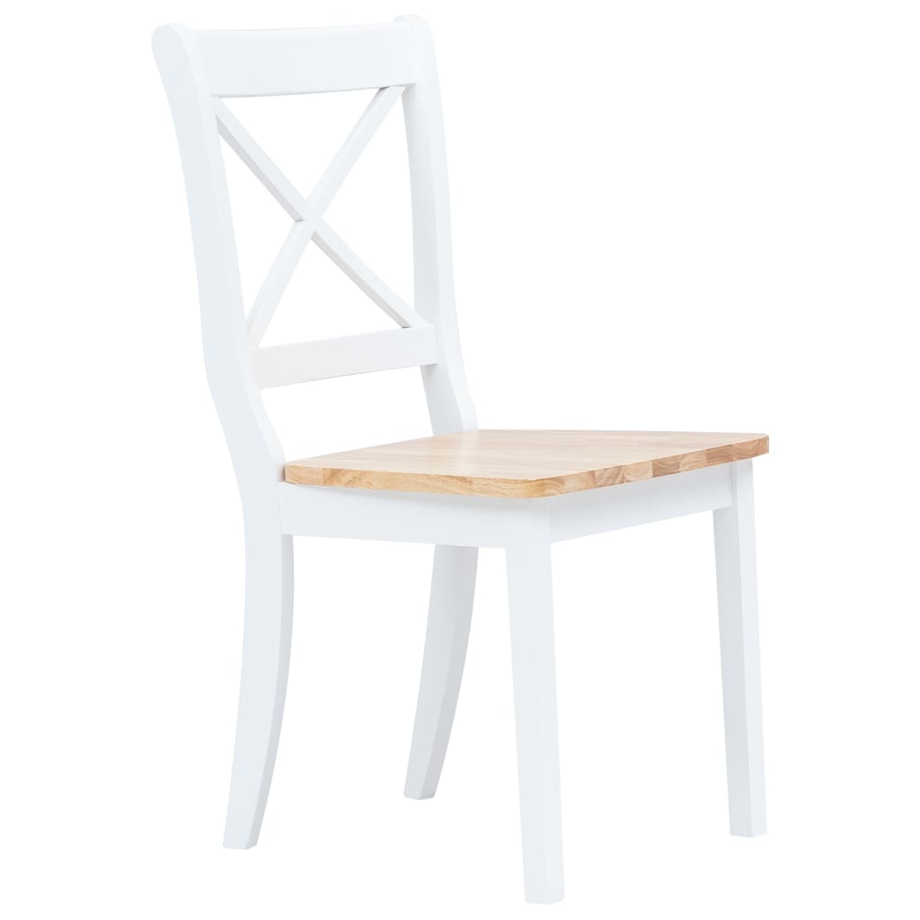 

vidaXL Eetkamerstoelen 4 st massief rubberwood wit en lichthoutkleurig