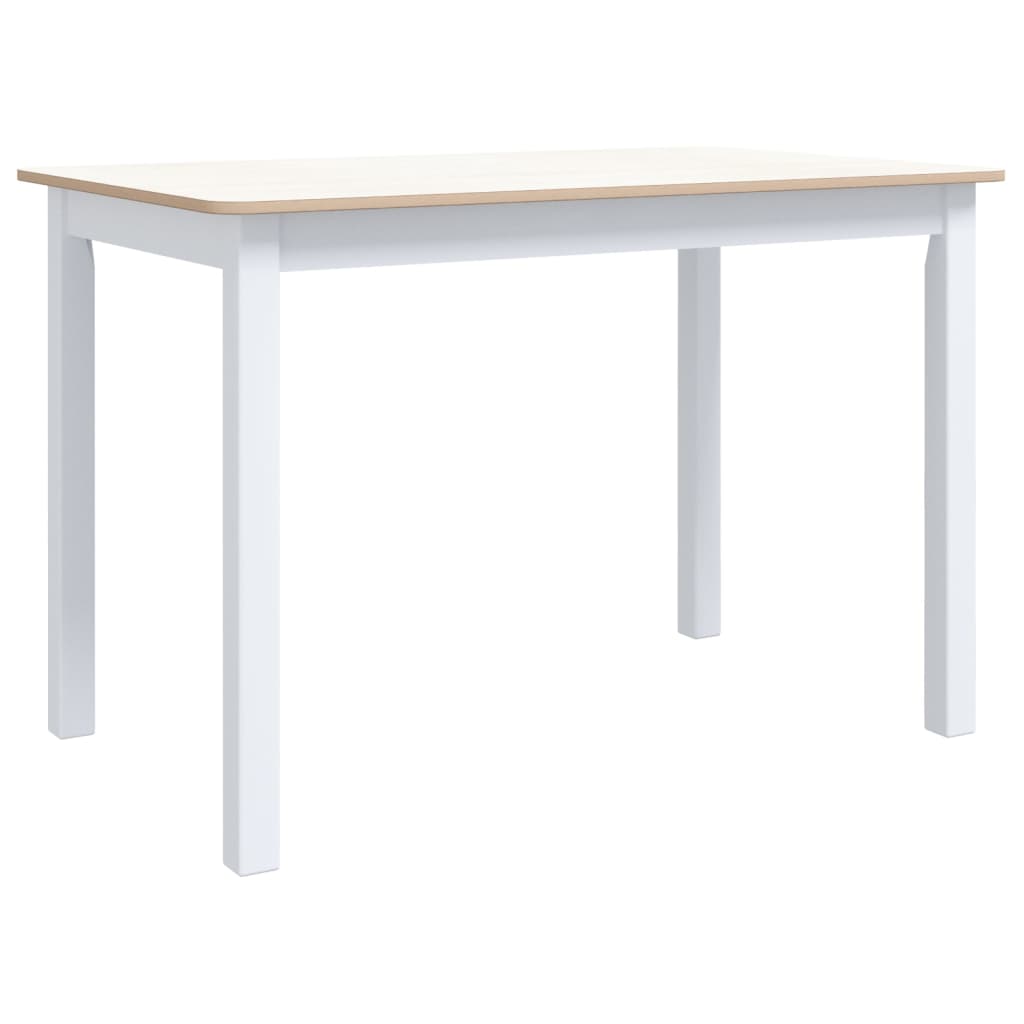 vidaXL Table à dîner Blanc et marron 114x71x75 cm Bois d'hévéa massif