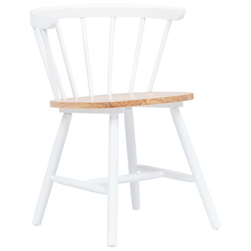 

vidaXL Eetkamerstoelen 4 st massief rubberwood wit en lichthoutkleurig