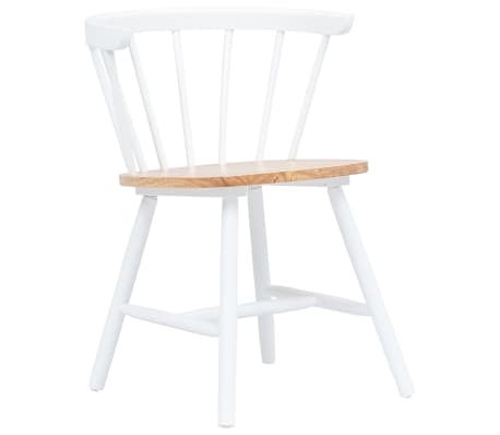 vidaXL Dining Chairs 4 pcs White and Light Wood Solid Rubber Wood