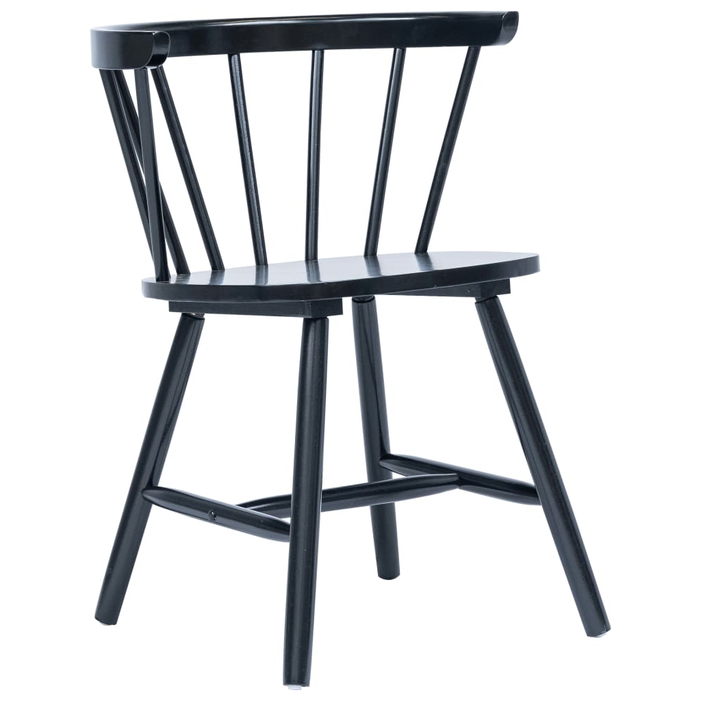 vidaXL Dining Chairs 2 pcs Black Solid Rubber Wood