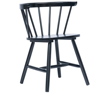 vidaXL Dining Chairs 2 pcs Black Solid Rubber Wood