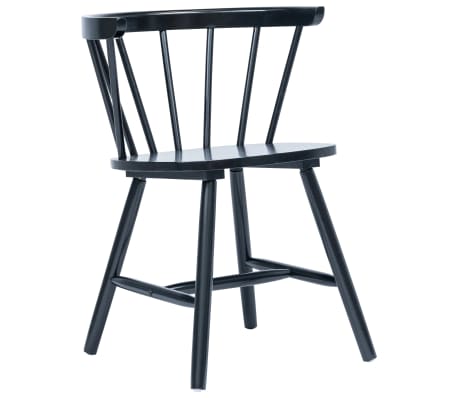 vidaXL Dining Chairs 4 pcs Black Solid Rubber Wood