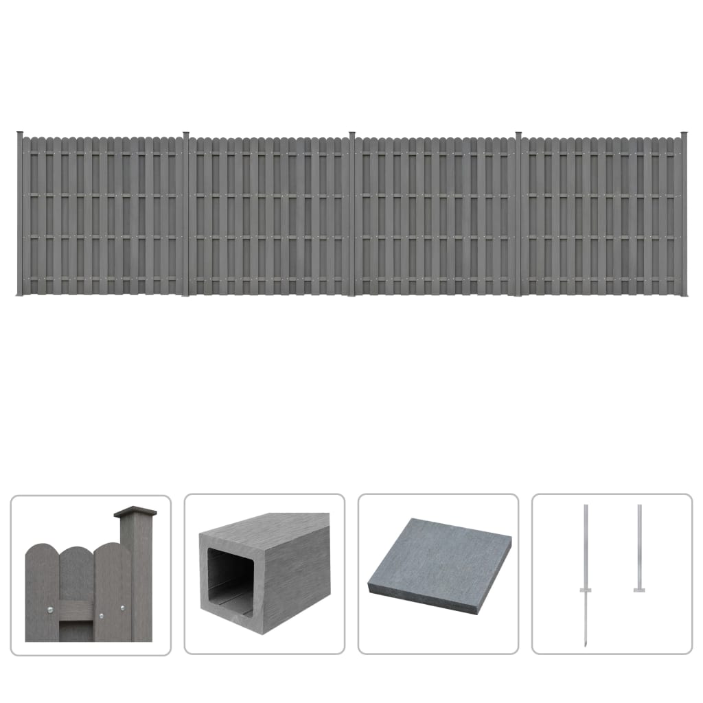 Aitasarja 4 osaa puukomposiitti 747x185cm harmaa