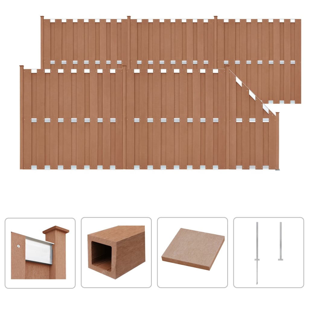 vidaXL Aitasarja 5 paneelia + 1 vinopaneeli WPC 1028×185 cm ruskea