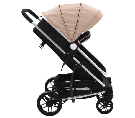 vidaXL Детска/бебешка количка 2-в-1, таупе и черно, алуминий