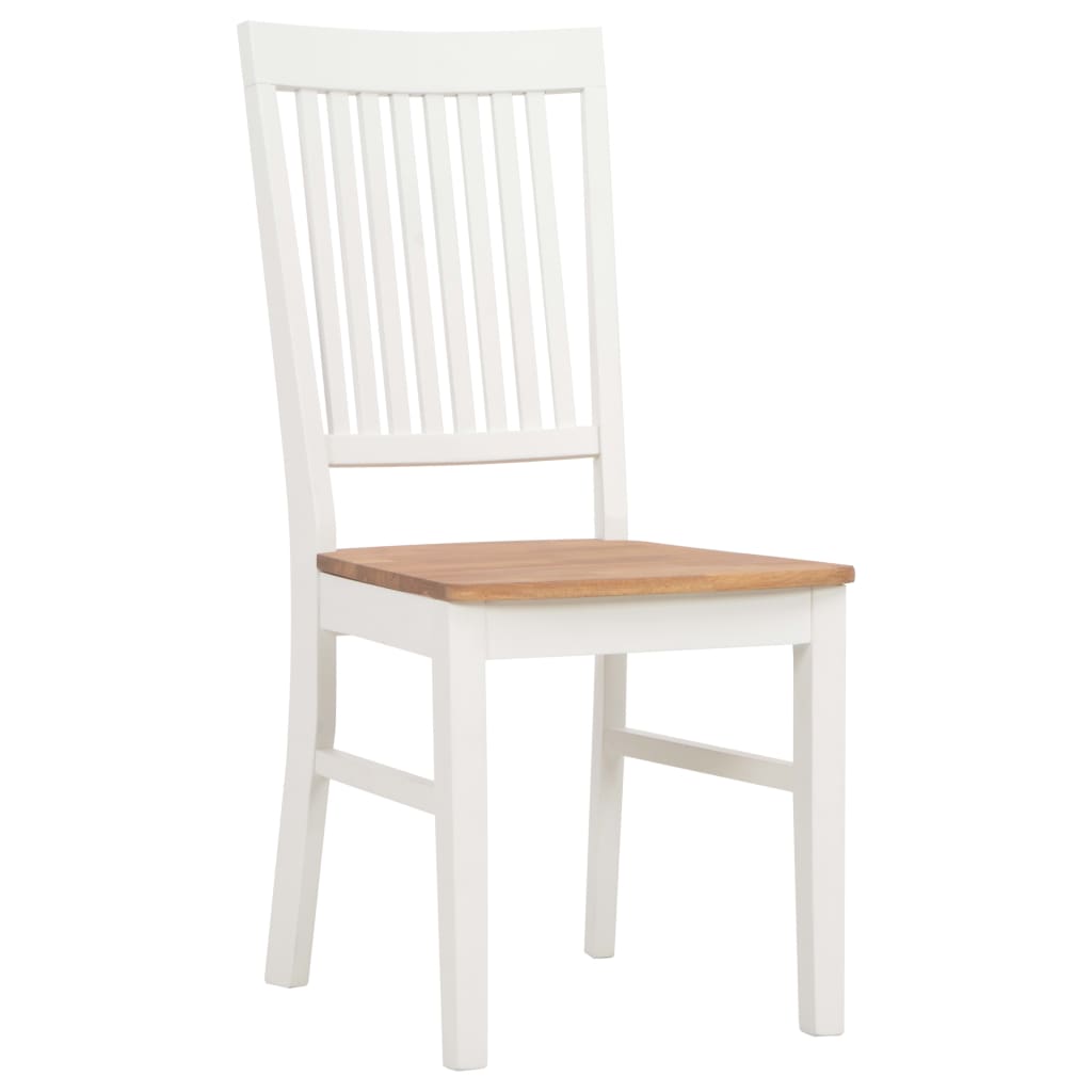 

vidaXL Eetkamerstoelen 2 st massief eikenhout wit