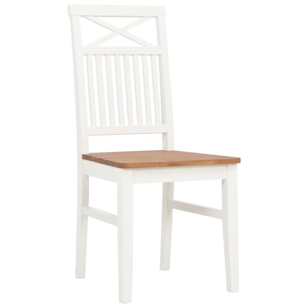 

vidaXL Eetkamerstoelen 2 st massief eikenhout wit