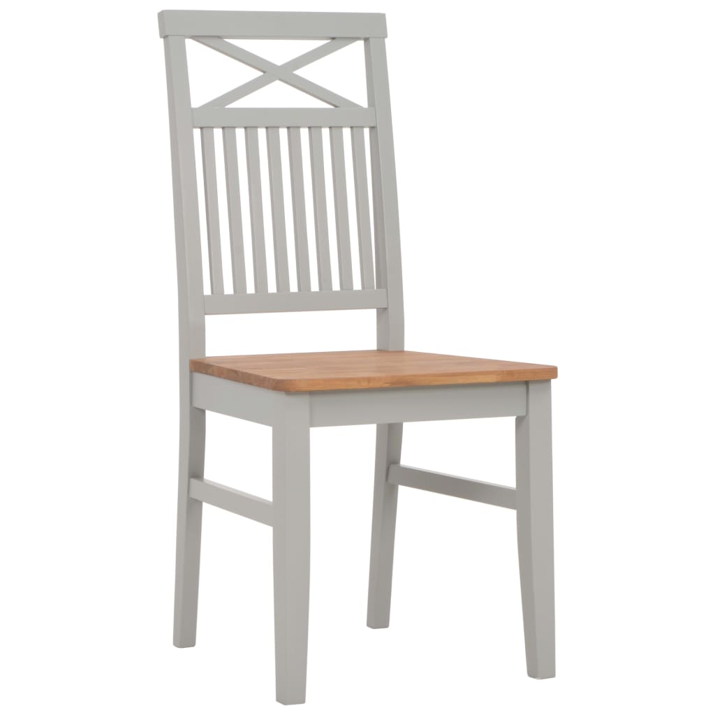 

vidaXL Eetkamerstoelen 2 st massief eikenhout grijs