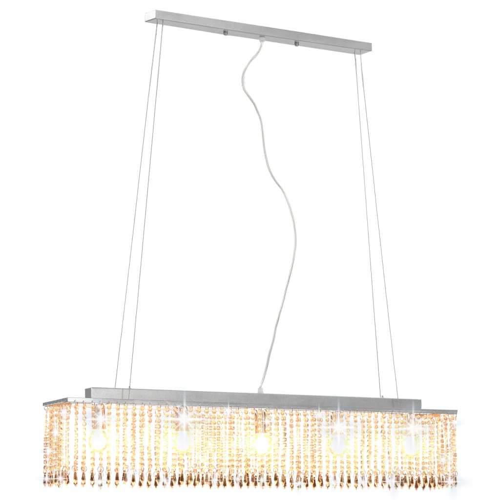 vidaXL Stropní lampa s křišťálovými korálky stříbrná 104 cm E14