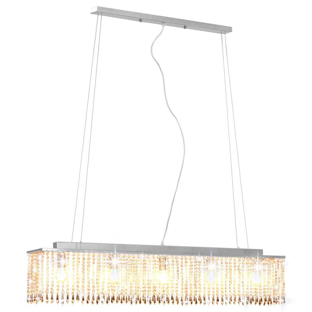 vidaXL Stropní lampa s křišťálovými korálky stříbrná 104 cm E14