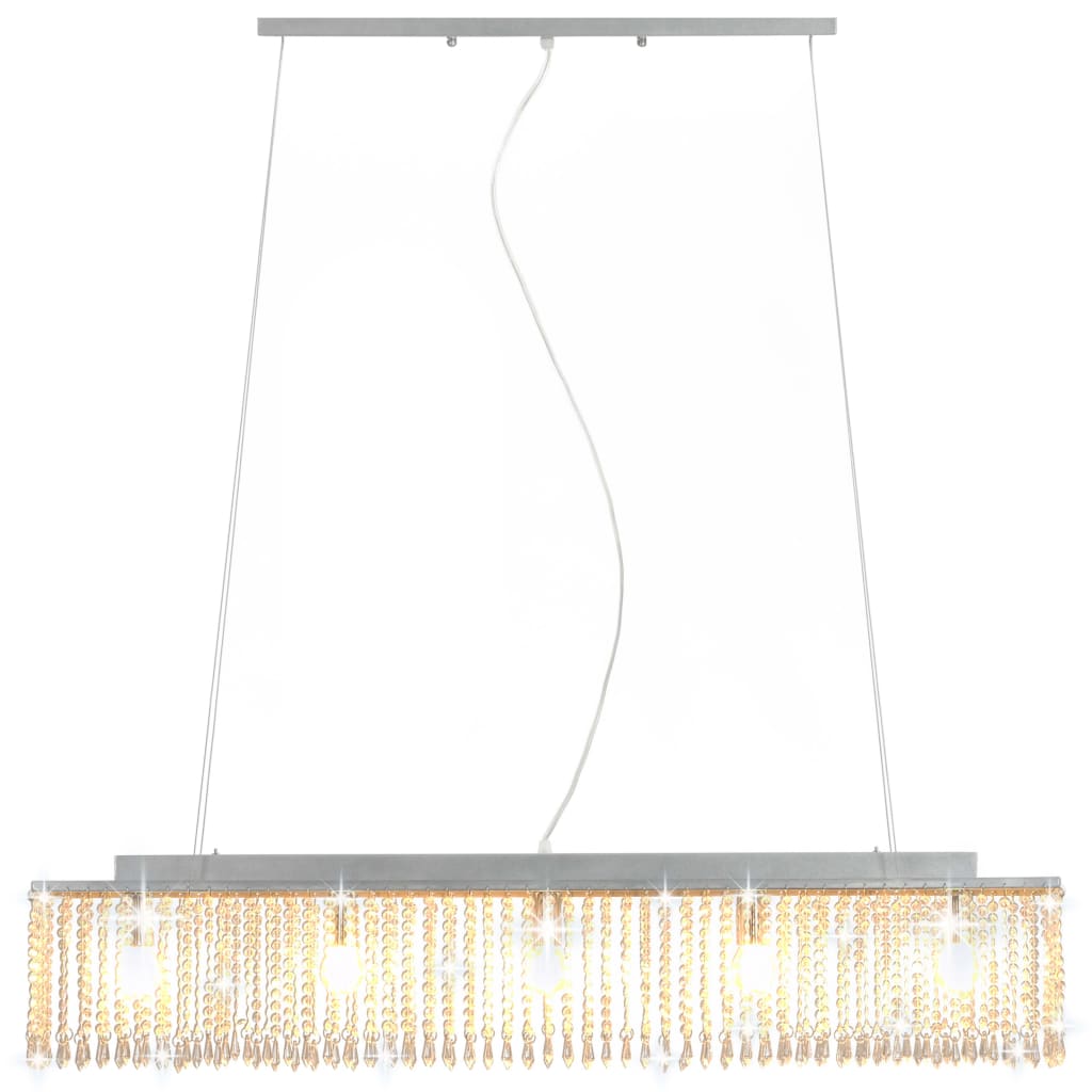 Ezüstszínű mennyezeti lámpa kristálygyöngyökkel 104 cm E14 