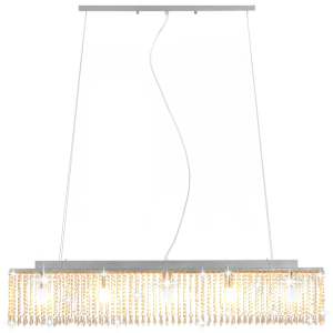 Stropní lampa s křišťálovými korálky stříbrná 104 cm E14 - obrázek 4