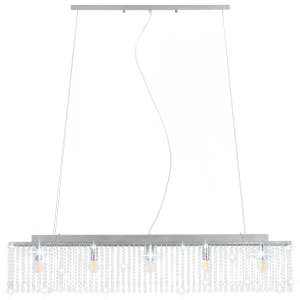 Stropní lampa s křišťálovými korálky stříbrná 104 cm E14 - obrázek 5