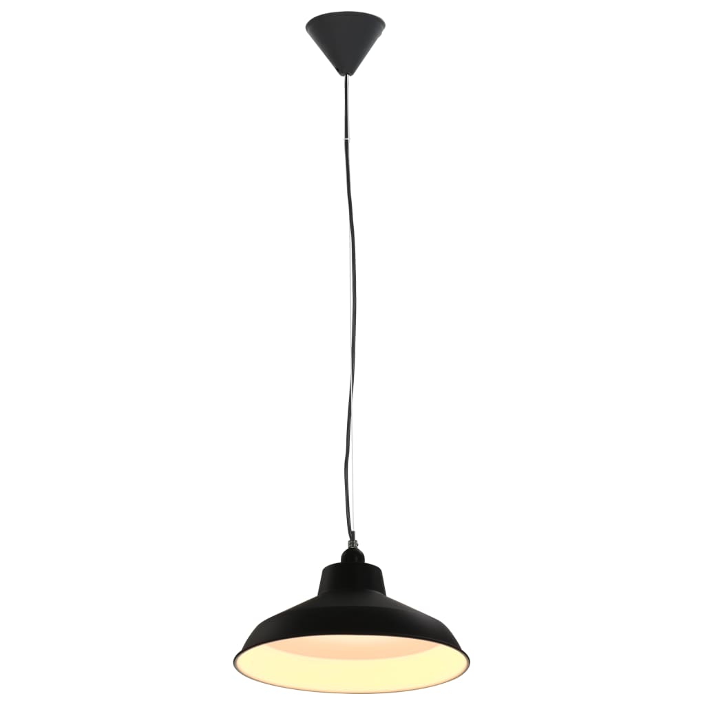 vidaXL Lampes suspendues 2 pcs Noir Rond E27