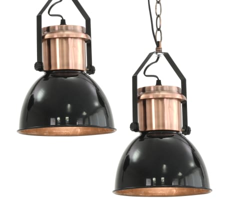 vidaXL Ceiling lamps 2 round E27 black