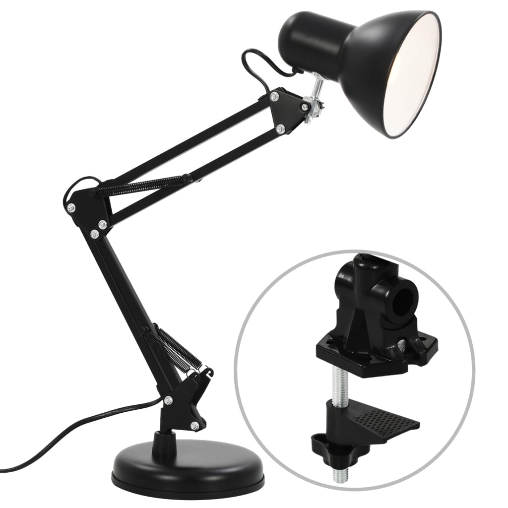 vidaXL Schreibtischlampe mit verstellbarem Arm Schwarz E27