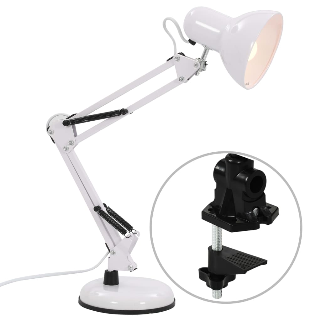 vidaXL Bureaulamp met verstelbare arm E27 wit