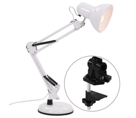 vidaXL Lámpara de escritorio brazo ajustable blanco E27