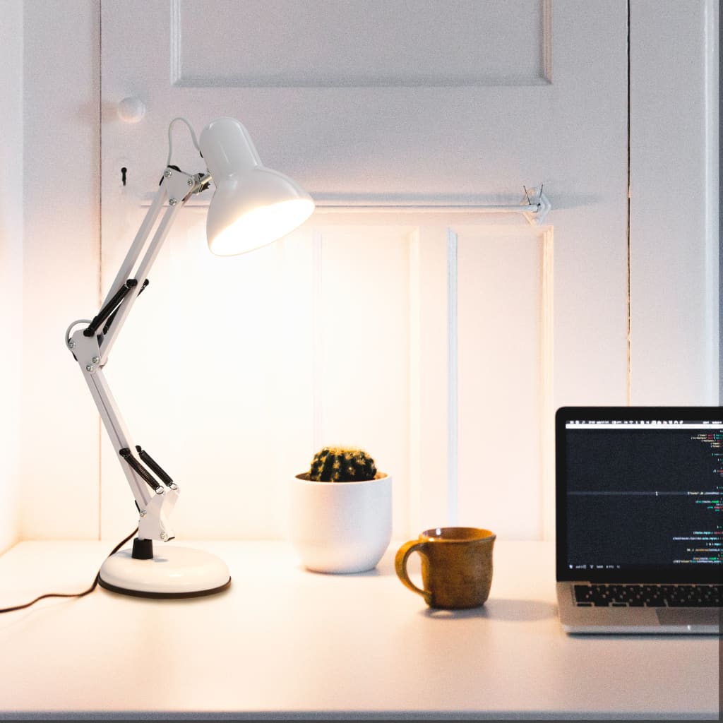 vidaXL Bureaulamp met verstelbare arm E27 wit vidaXL Bureaulamp met verstelbare arm E27 wit