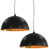 vidaXL Lámparas de techo 2 uds semiesféricas negro y dorado 50 cm E27