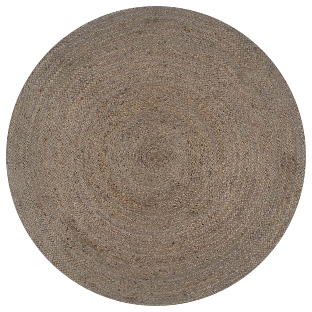 vidaXL Covor manual, gri, 120 cm, iută, rotund 120 imagine noua