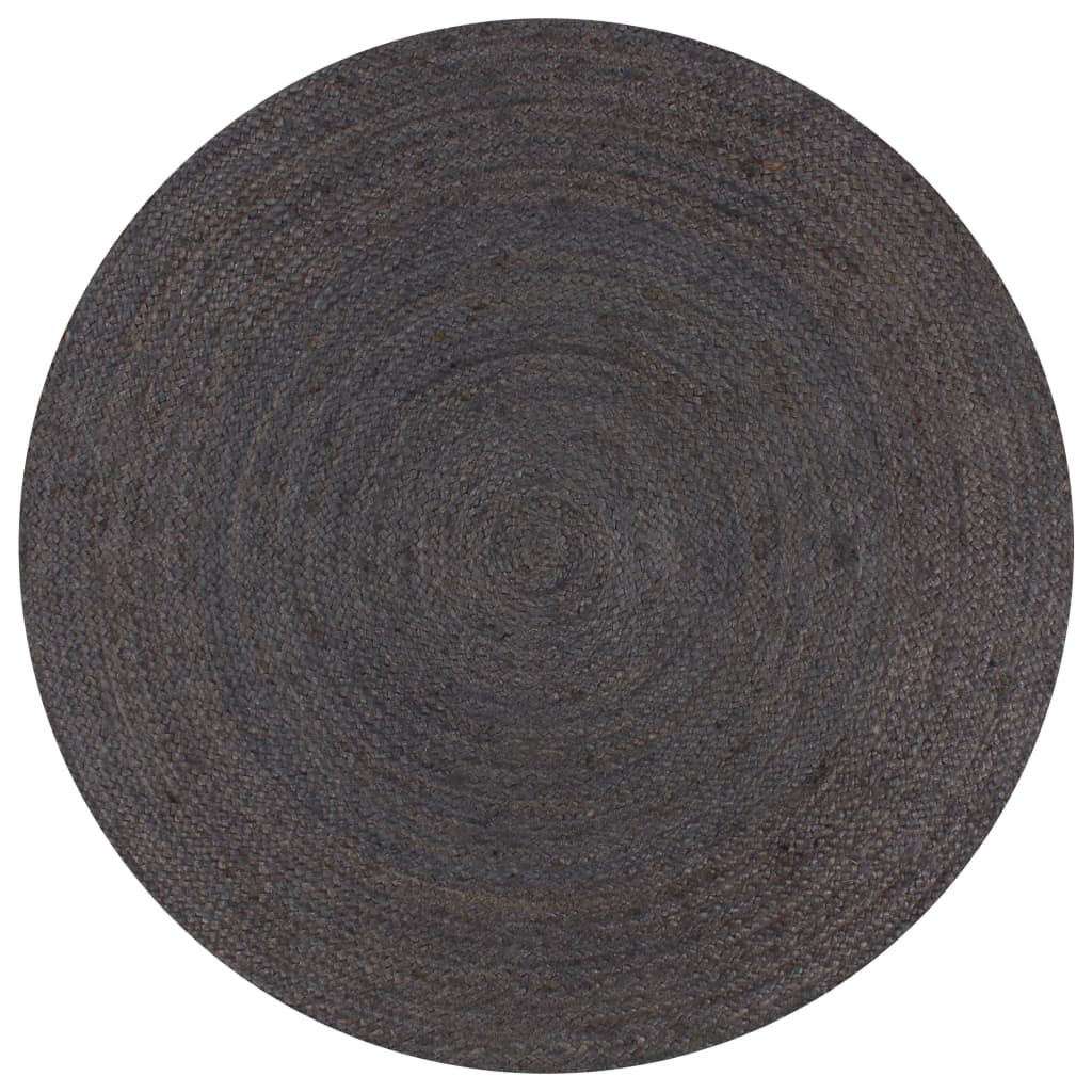 Tapis fait à la main Jute Rond 120 cm Gris foncé