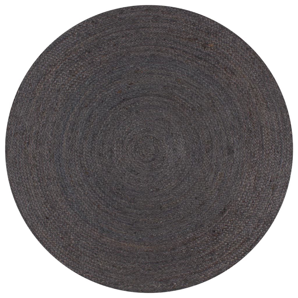 vidaXL håndlavet tæppe jute rund 120 cm mørkegrå