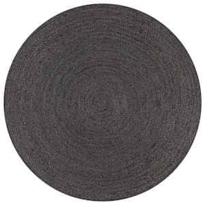 Preproga iz jute okrogla ročno delo 120 cm temno siva
