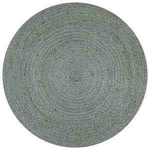 Preproga iz jute okrogla ročno delo 90 cm olivno zelena