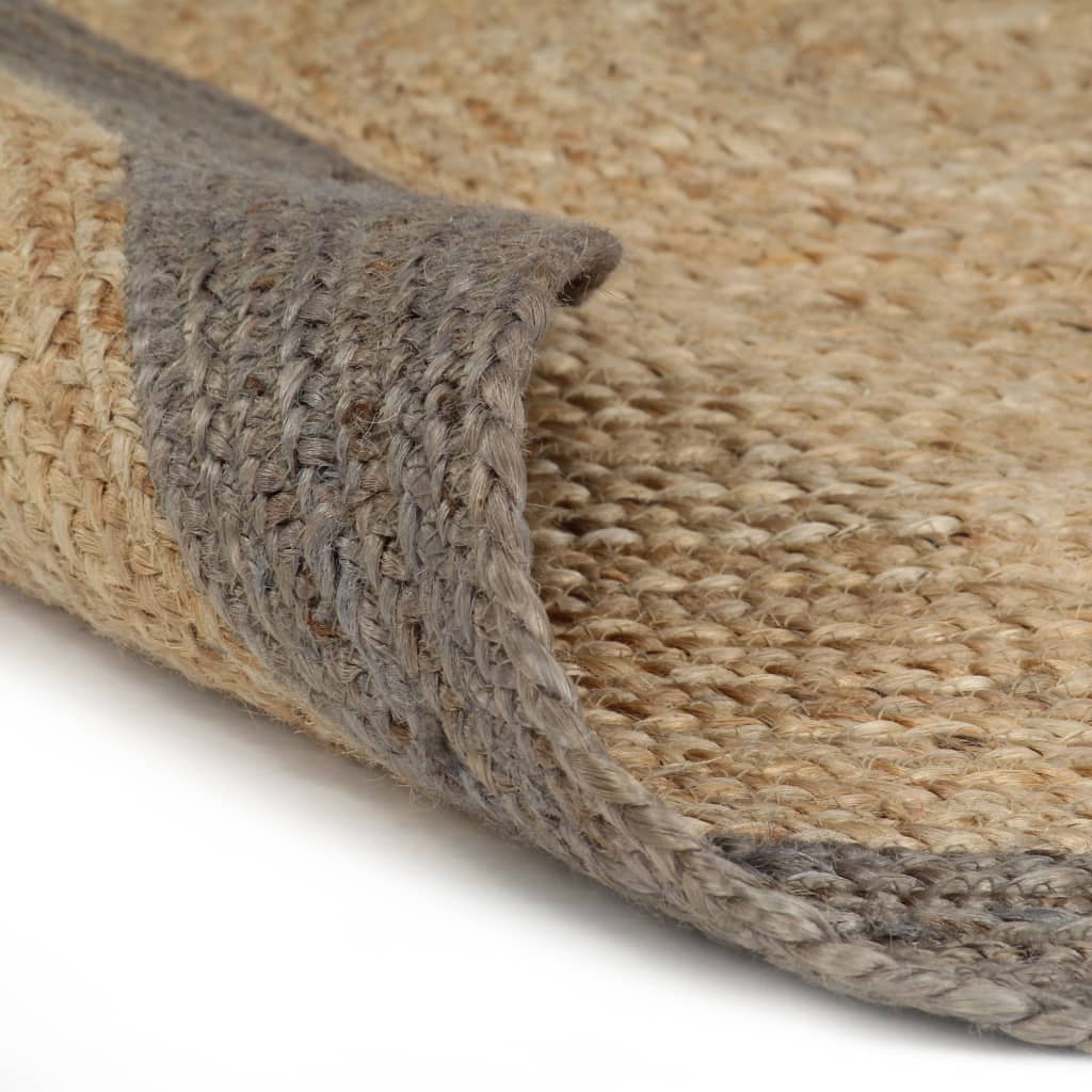 

vidaXL Vloerkleed handgemaakt met grijze rand 120 cm jute