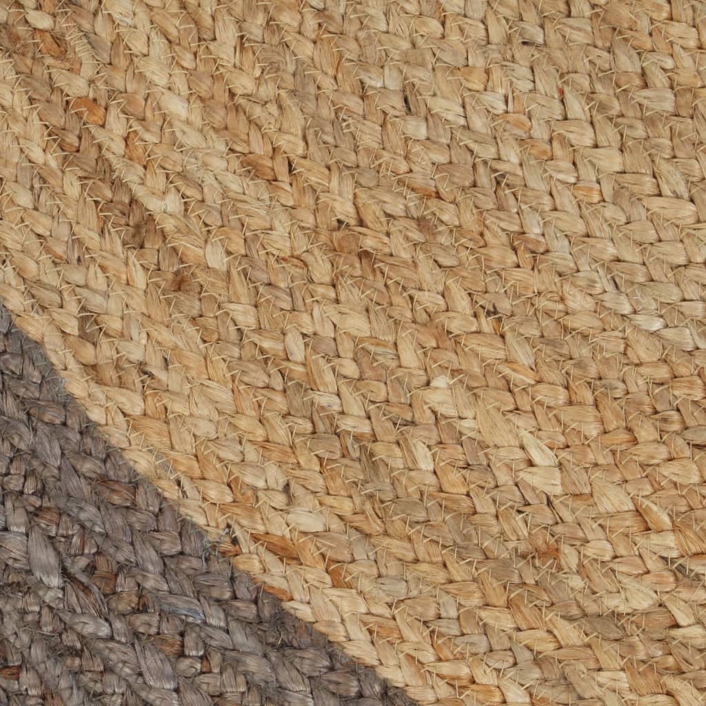  Ručne vyrobený jutový koberec so sivými okrajmi 120 cm