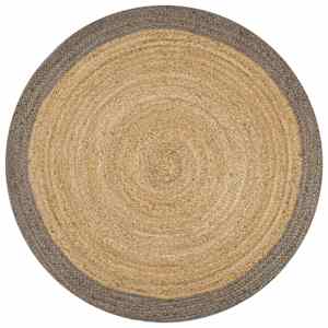 Preproga iz jute s sivim robom ročno izdelana 150 cm