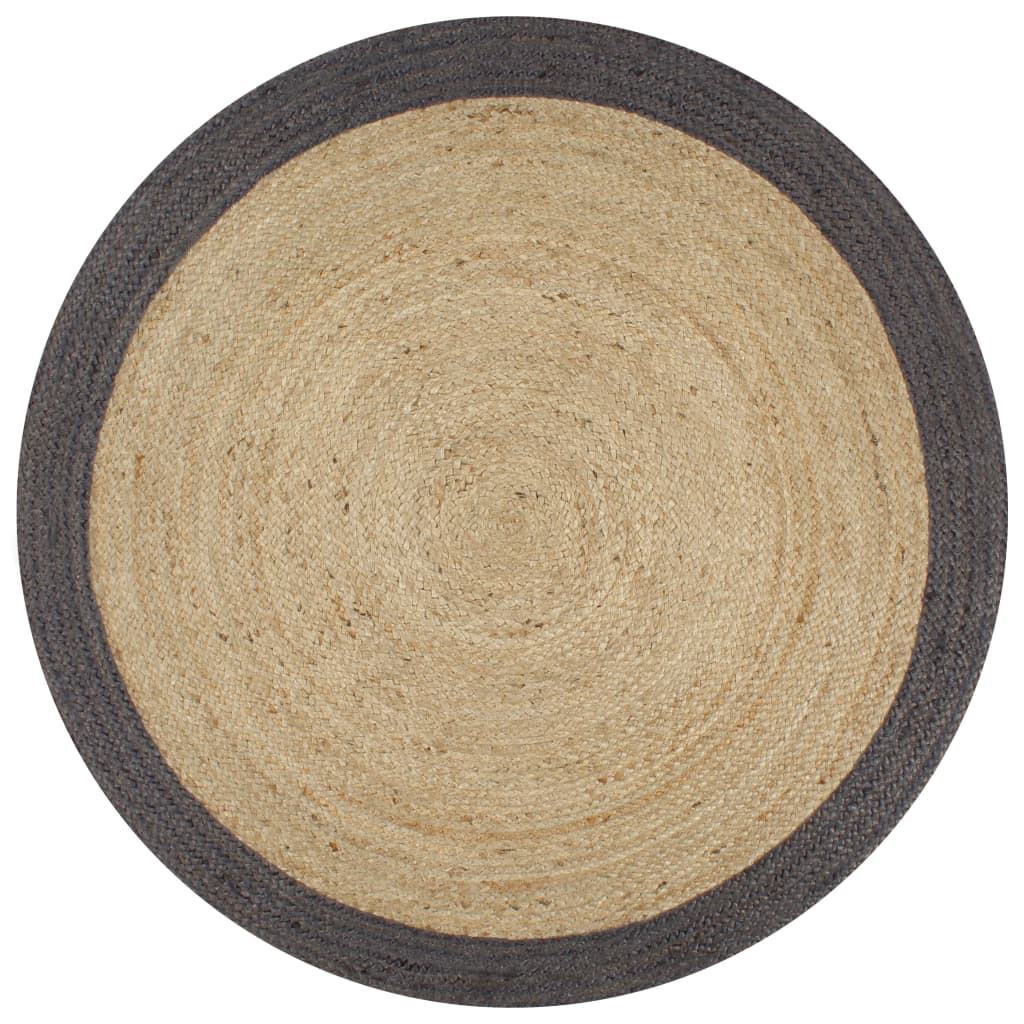 vidaXL Ručno rađeni tepih od jute s tamnosivim rubom 90 cm