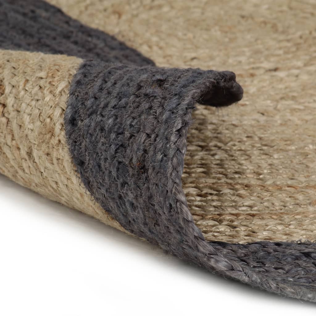 

vidaXL Vloerkleed handgemaakt met donkergrijze rand 150 cm jute