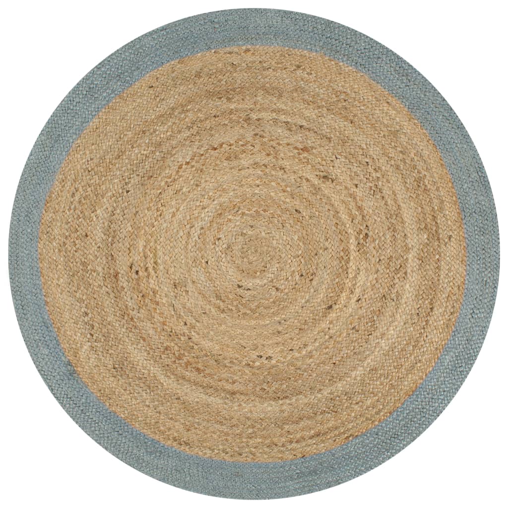 vidaXL håndlavet tæppe med olivengrøn kant jute 150 cm