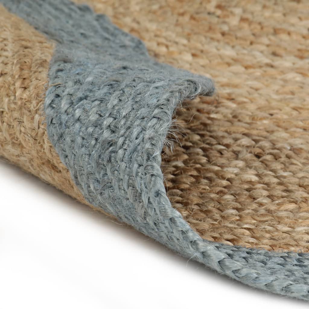 

vidaXL Vloerkleed handgemaakt met olijfgroene rand 150 cm jute
