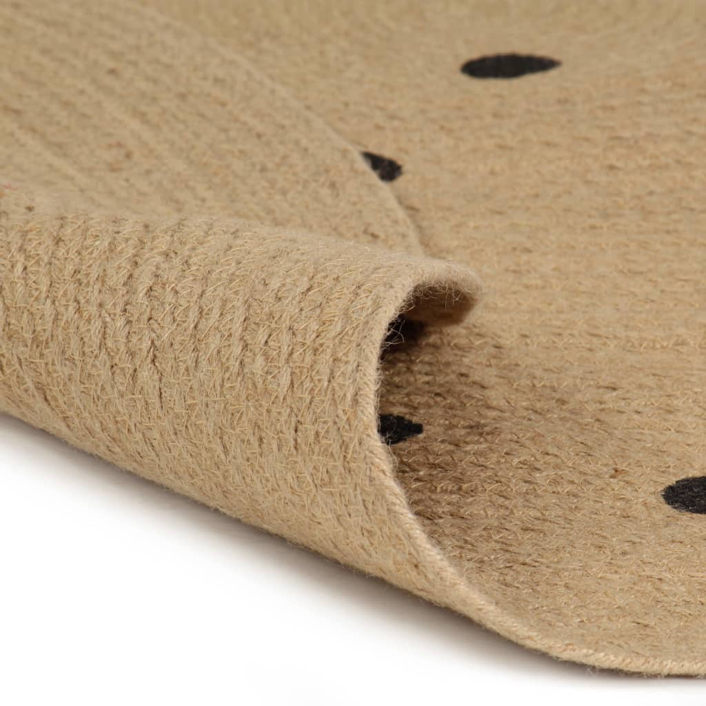 

vidaXL Vloerkleed handgemaakt met print polkadot 120 cm jute
