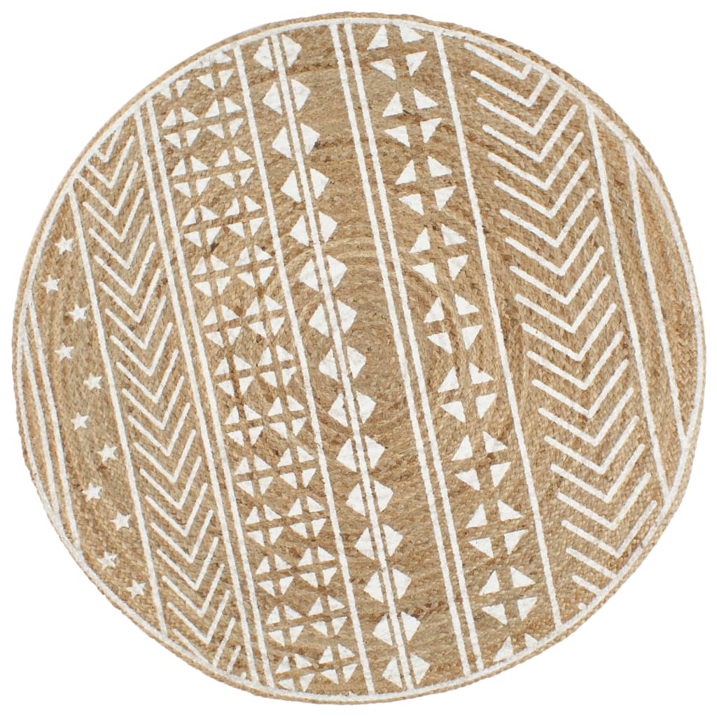 Petrashop  Ručně vyrobený koberec z juty s bílým potiskem 90 cm
