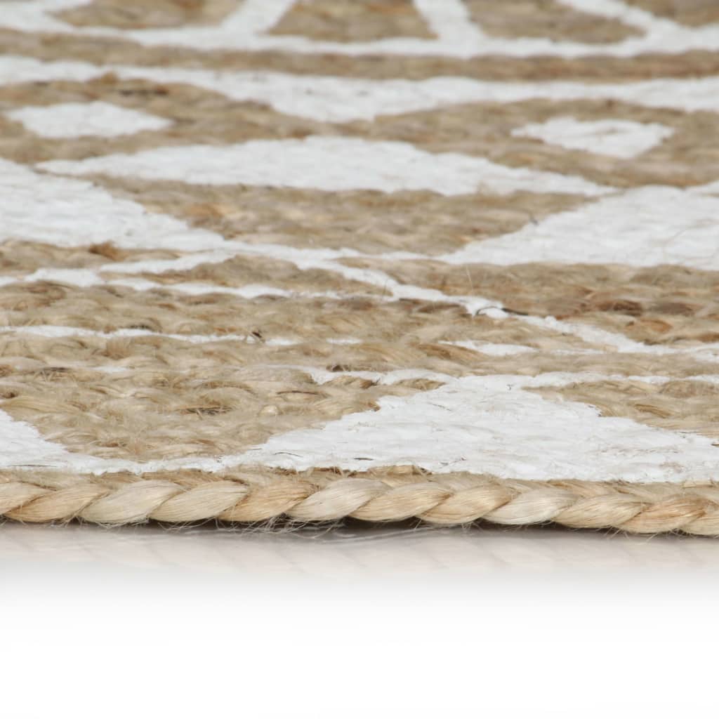 Thumbnail - vidaXL Teppich Handgefertigt Jute Weißer Druck 90 cm