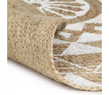vidaXL Vloerkleed handgemaakt met witte print 150 cm jute