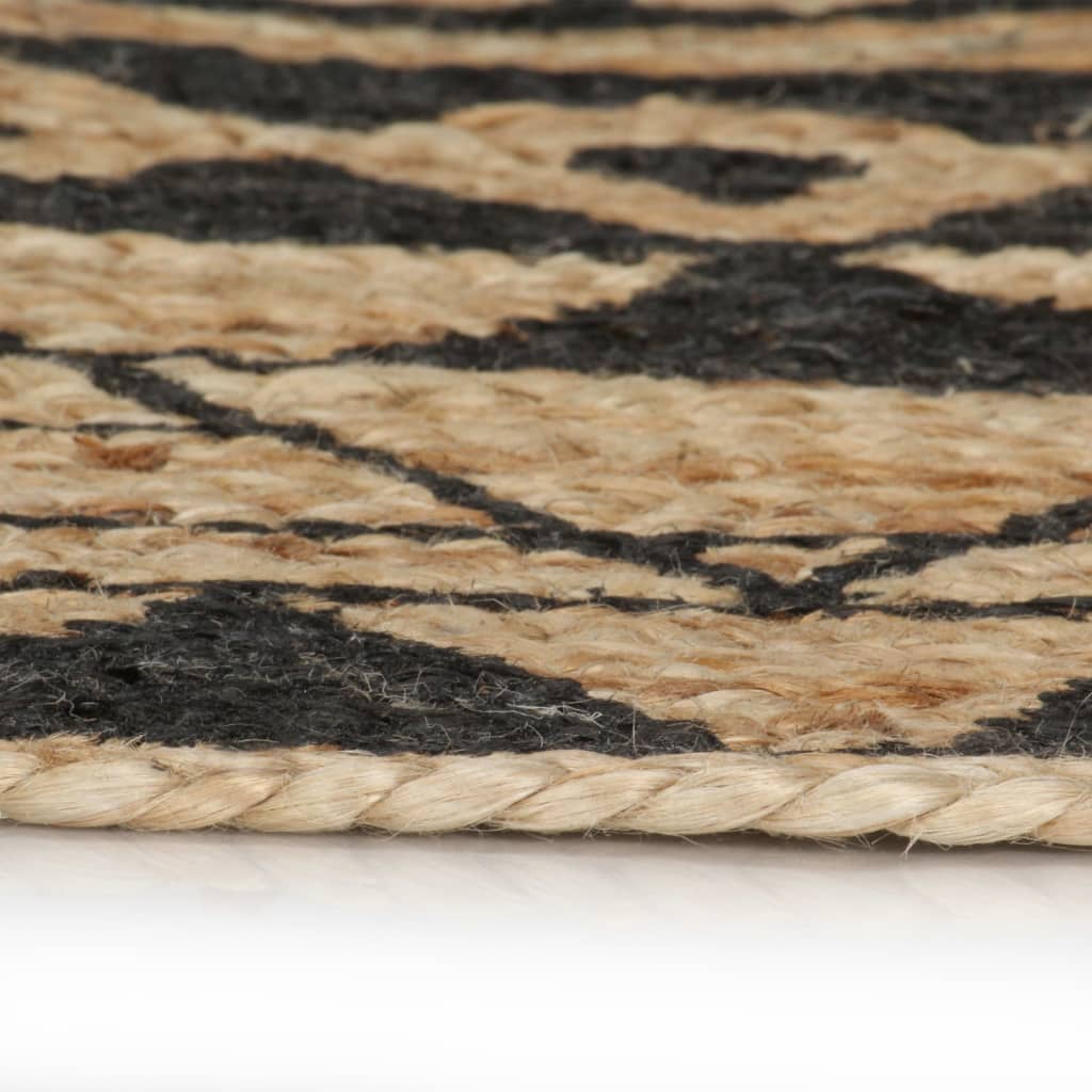 Thumbnail - vidaXL Teppich Handgefertigt Jute Schwarzer Druck 90 cm